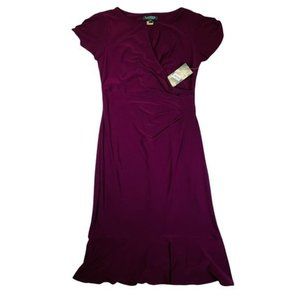 Lauren Ralph Lauren NWT Cap Sleeve Faux Wrap Purple Dress